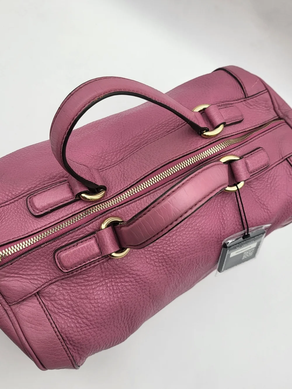 Gucci Soho Interlocking GG Boston 30 Pebbled Calfskin Satchel..Auth, w/COA.